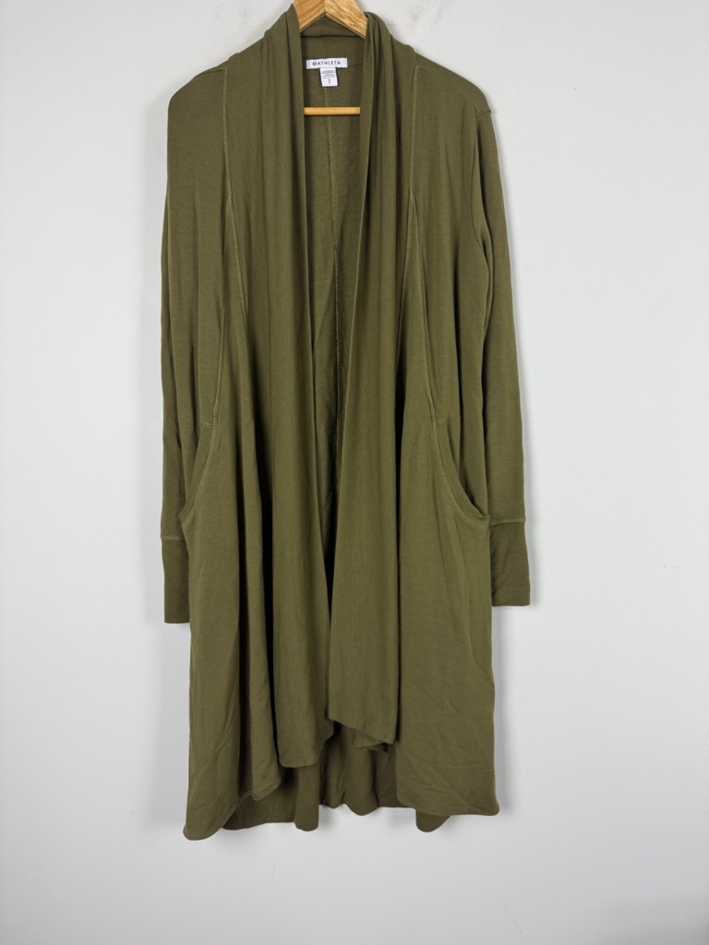 Athleta Olive Green Ribbed Long Cardigan